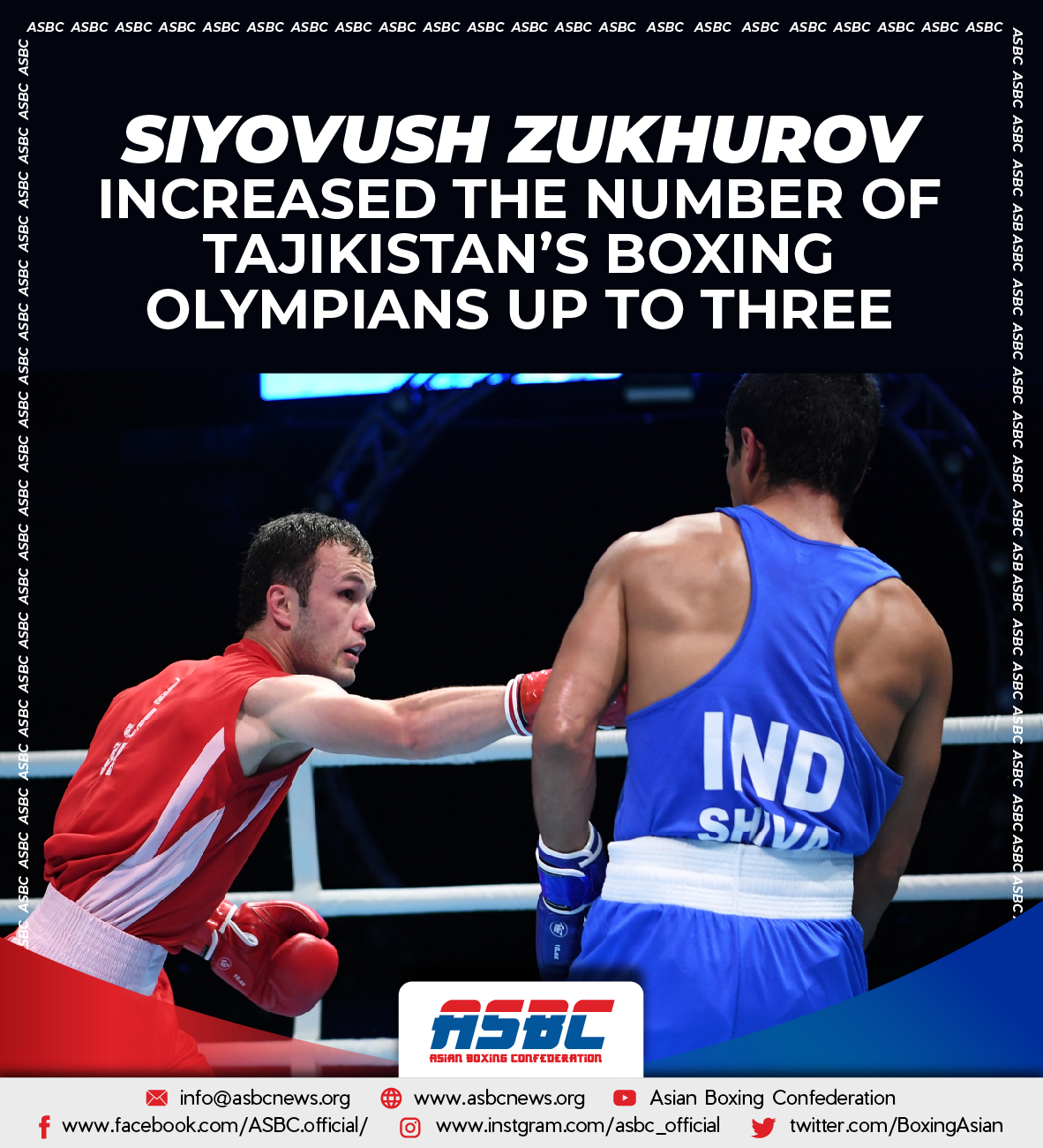 Siyovush Zukhurov increased the number of Tajikistans boxing Olympians up to three ASBCNEWS